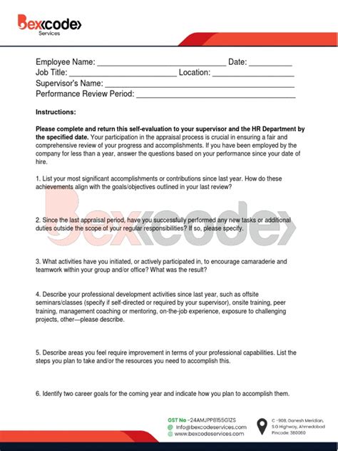 Self Assessment Form | PDF