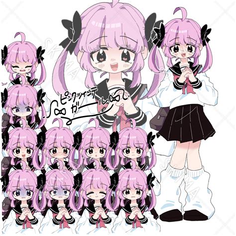 【表情差分10種】adopt【ツインテピンクセーラー服学生女の子】 スキマ イラスト依頼・キャラ販売ならskima