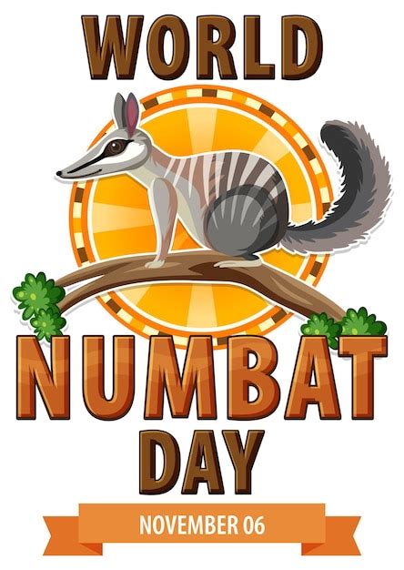 Design de logotipo do Dia Mundial Numbat Vetor Grátis