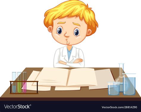 Male Science Student Reading Books Royalty Free Vector Image