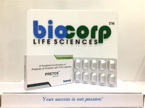 Prebiotic Probiotic With FOS Capsules Pretox Biocorp Life Sciences