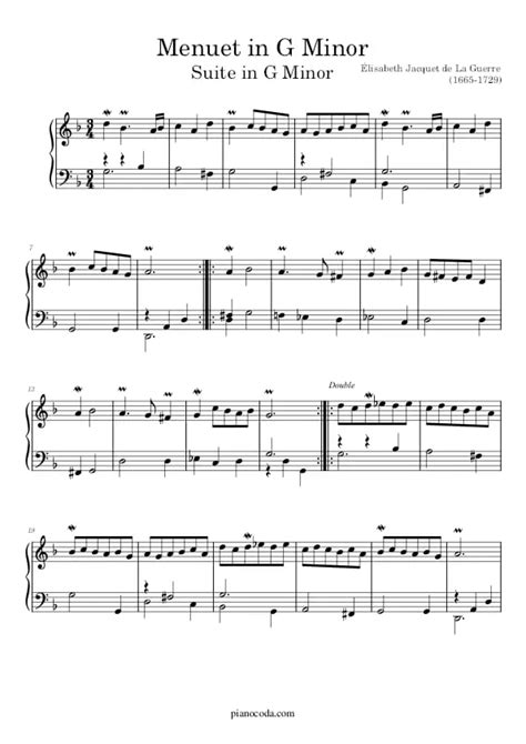 Menuet In G Minor Suite G Minor Free PDF Sheet Music