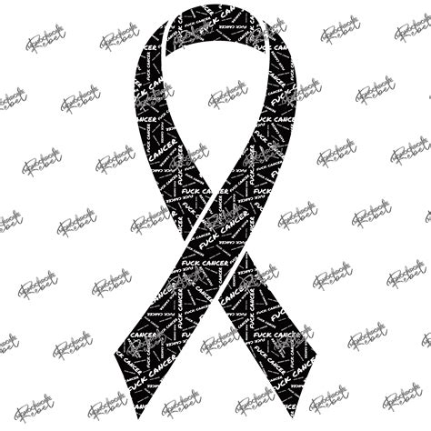 Fuck Cancer Ribbon Multidirectional Skin Black Monochrome Rebel