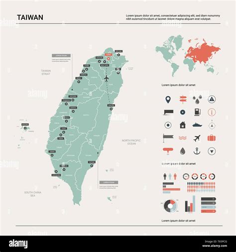 Vector Map Of Taiwan High Detailed Country Map With Division Cities