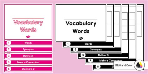 Vocabulary Words Flipbook For K Nd Grade Professor Feito