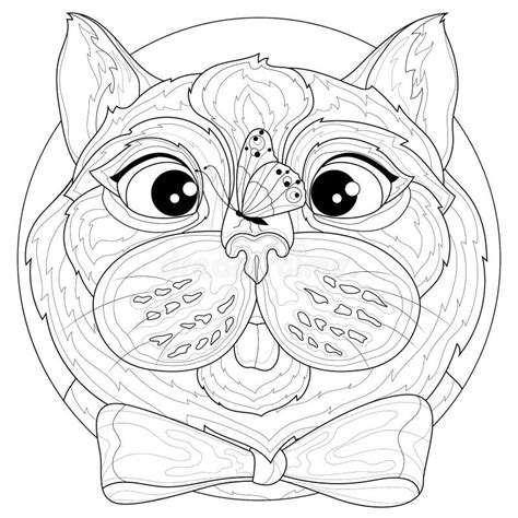 Cat With A Butterfly On Its Nosecoloring Book Antistress For Children