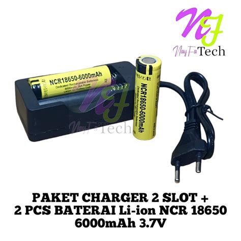 Jual Paket Adaptor Charger 2 Batterai 18650 Li Ion 3 7v 6000mAh