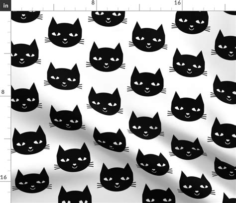 Cats Fabric Cat Black Custom Fabric By Charlottewinter Etsy Canada