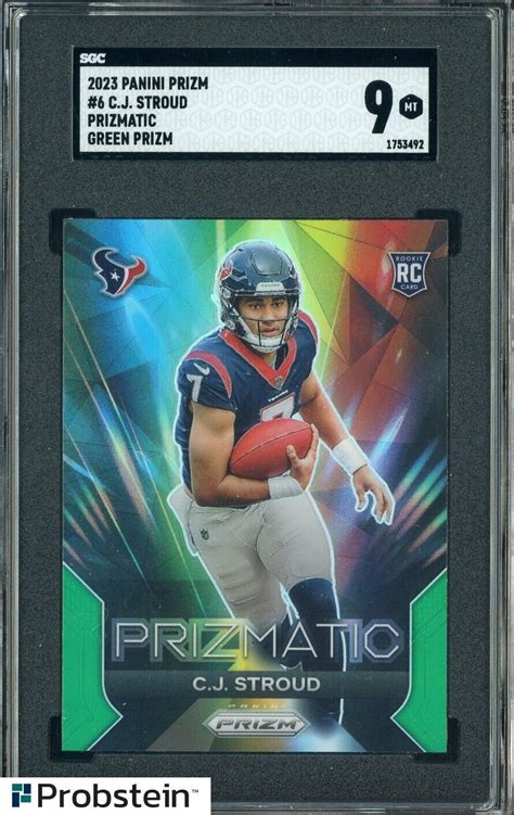 2023 Panini Green Prizm Prizmatic 6 C J Stroud Texans RC Rookie SGC 9