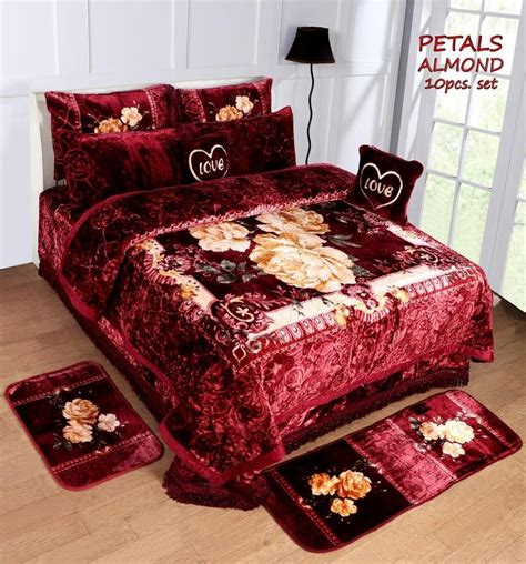 Multicolor Petals Almond Embossed Mink Wedding Ply Blanket Pc