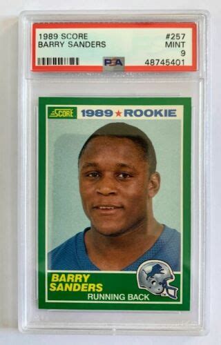 Barry Sanders Rc Score Graded Psa Mint Detroit Lions Rookie Card