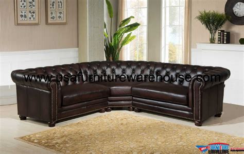 3 Piece Kennedy Genuine Dark Brown 100 Leather Sectional