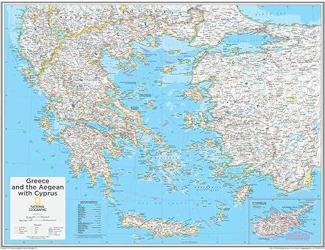 National Geographic Wandkarte Griechenland und Ägäis mit Zypern