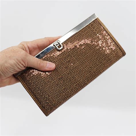 Gold Sequin Handbag Women Small Shiny Hardcase Clutch Wallet Purse Bag