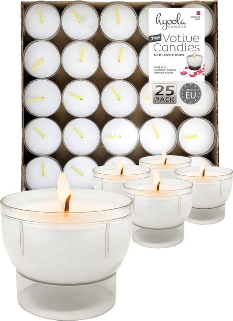 Hyoola Tea Lights Votive Candles Pack Of 25 White Votive Candles Bulk In Clear