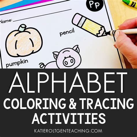 alphabet coloring tracing worksheets  kindergarten katie roltgen