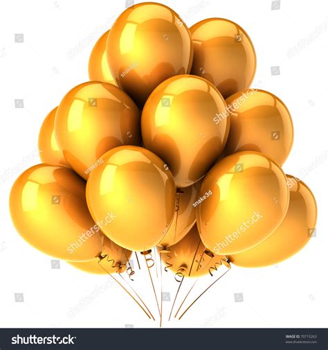 Party Balloons Gold Yellow Golden Decoration Stock Illustration ...