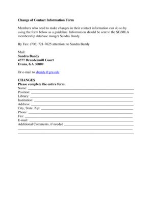 Fillable Online Scmla Change Of Contact Information Form Members Who