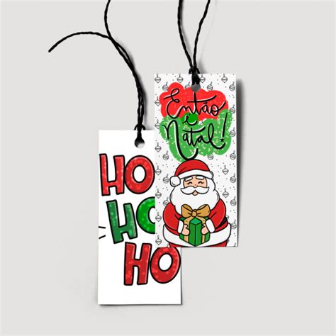 Tag natal 9x5cm papel couchê 250g frente e verso colorido verniz UV