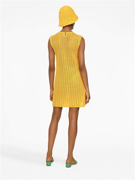 Dolce And Gabbana Sleeveless Crochet Knit Mini Dress Yellow Farfetch