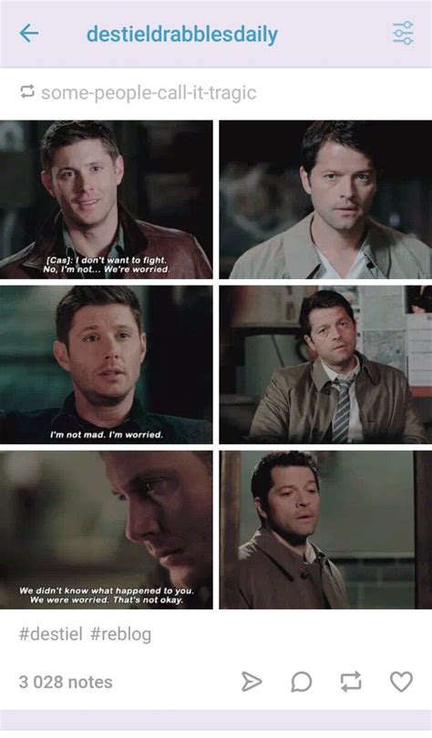 Supernatural Worried Dean X Castiel Destiel Supernatural Destiel