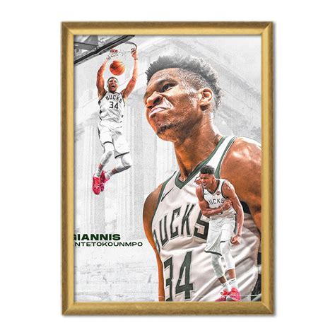 Poster Cu Rama Giannis Antetokounmpo Poster 17 30x40 Lemn Auriu Emagro