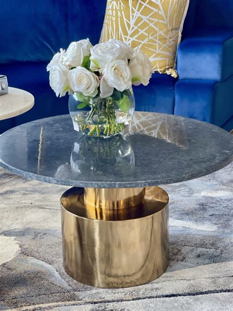 Coffee Table With Black Marble Brass Da Rocha