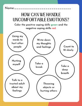 Coping Skills Worksheet By Jessica F TPT