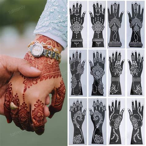 2Pcs India Mehndi Hand Henna Tattoo Stencils Reusable Painting Stencil