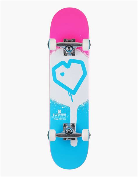 Blueprint Spray Heart Mini Complete Skateboard 7 Route One