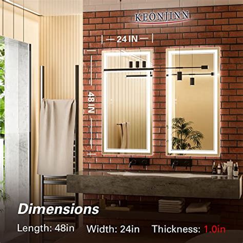 Keonjinn 48 x 24 Inch LED Bathroom Mirror, Bathroom Mirror with Lights ...