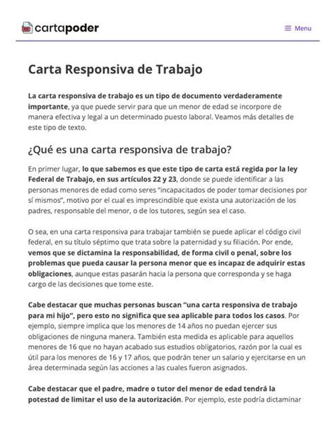 Carta Responsiva De Trabajo Cartasymodelos Udocz