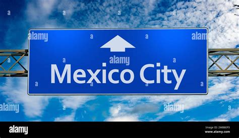 Road sign indicating direction to the city of Mexico City Stock Photo ...