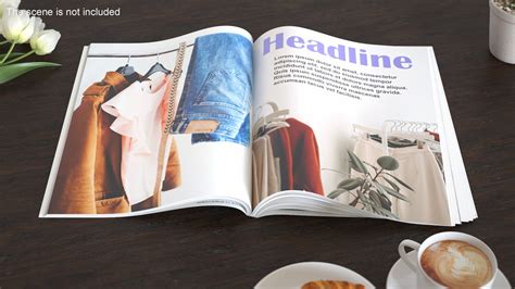 3D Open Fashion Magazine Mockup TurboSquid 2046622