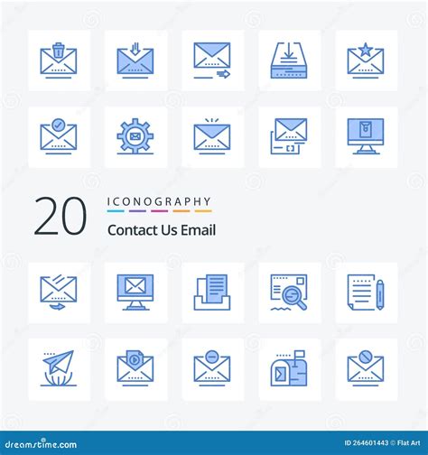 20 Email Blue Color Icon Pack Like Write Mail Outbox Letter Find Stock