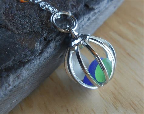 Sea Glass Jewelry Beach Glass Cage Necklace One Of The Prep Girls Etsy