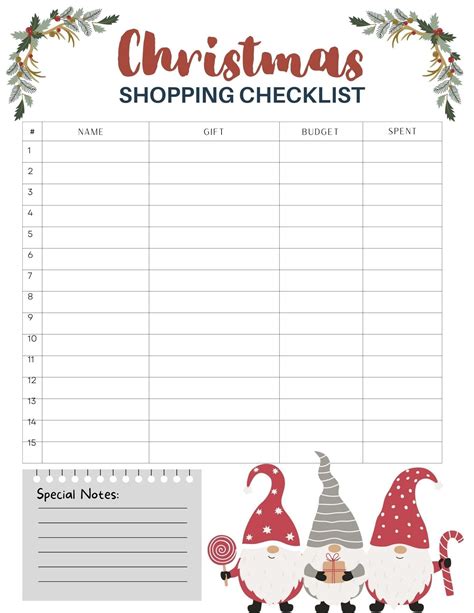 Freebie Printable Christmas Shopping List Artofit