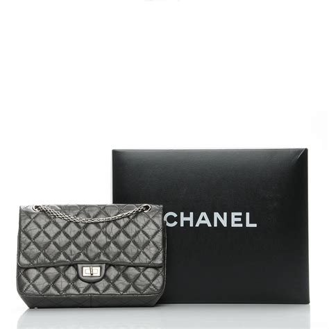 Chanel Metallic Aged Calfskin Quilted Reissue Flap Dark Silver