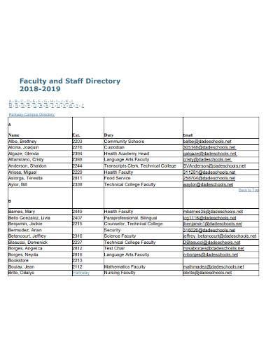 Free 10 Faculty And Staff Directory Samples In Pdf