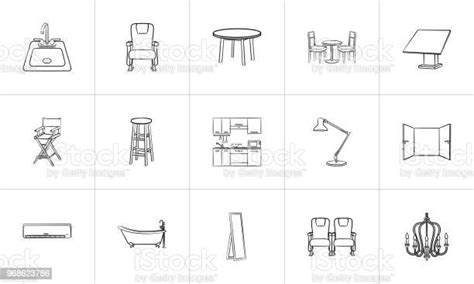 가구 손으로 그린 스케치 아이콘 세트 가구에 대한 스톡 벡터 아트 및 기타 이미지 가구 드로잉 스케치 Istock
