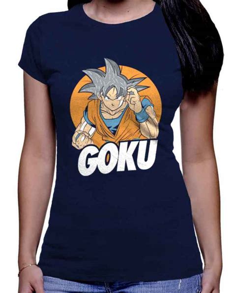 Camiseta Dama Dragon Ball Goku 01 Talla S Color Azul Oscuro