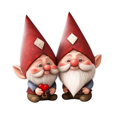 Cute Valentine S Day Gnomes Pink Hat Couple Holding Love Heart 22869042 Png