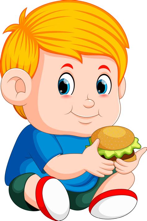 boy eating burger 13799163 Vector Art at Vecteezy
