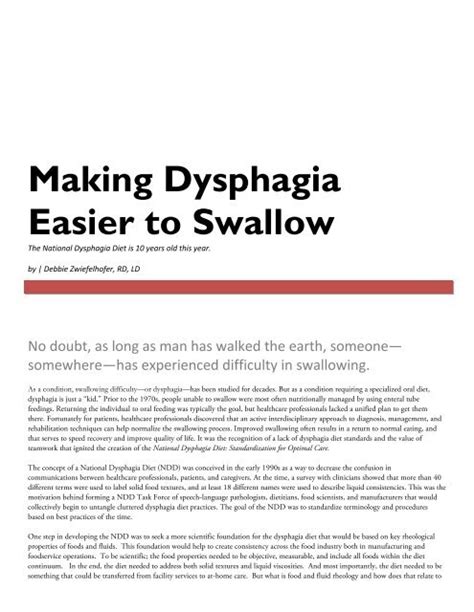 Making Dysphagia Easier To Swallow Dysphagia Diet