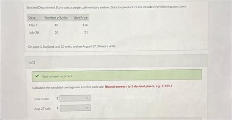 Solved Sunland Department Store Uses A Perpetual Inventory Chegg