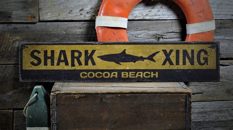 Shark X-ING Wood Sign, Custom Beach Sign, Shark Lover, Beach House ...