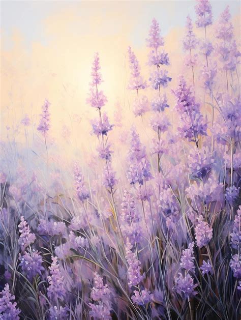 Premium AI Image | lavender field with a pink sky in the background