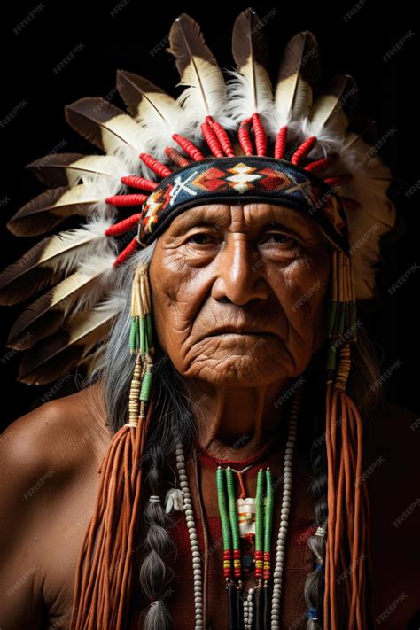 Premium Ai Image An Apache Indian Chief With A Feather Headdress