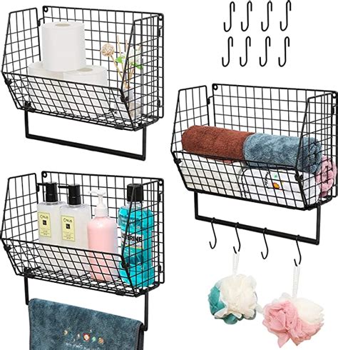 Amazon X Cosrack 3Pcs Hanging Metal Wire Basket Towel Rack