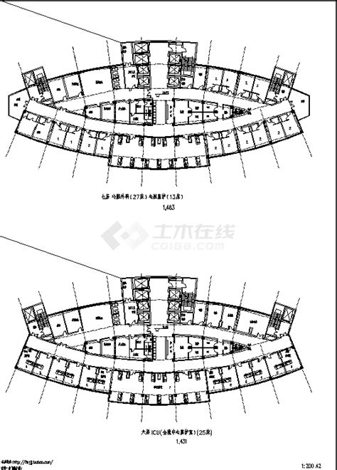 24层医院住院楼规划设计建筑施工cad图纸（含地下二层）医疗建筑土木在线